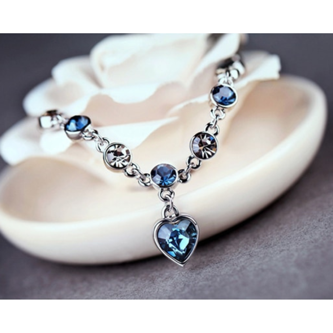 Pulseira Delicada Banhada em Prata - Blue Gem