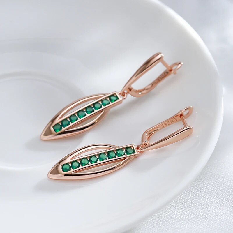 Coleção Luxury - Brincos em Ouro Rosé - Emerald