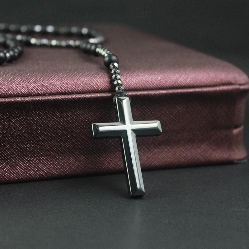 Terço masculino de pedra natural - Black Rosary - Purità Joias