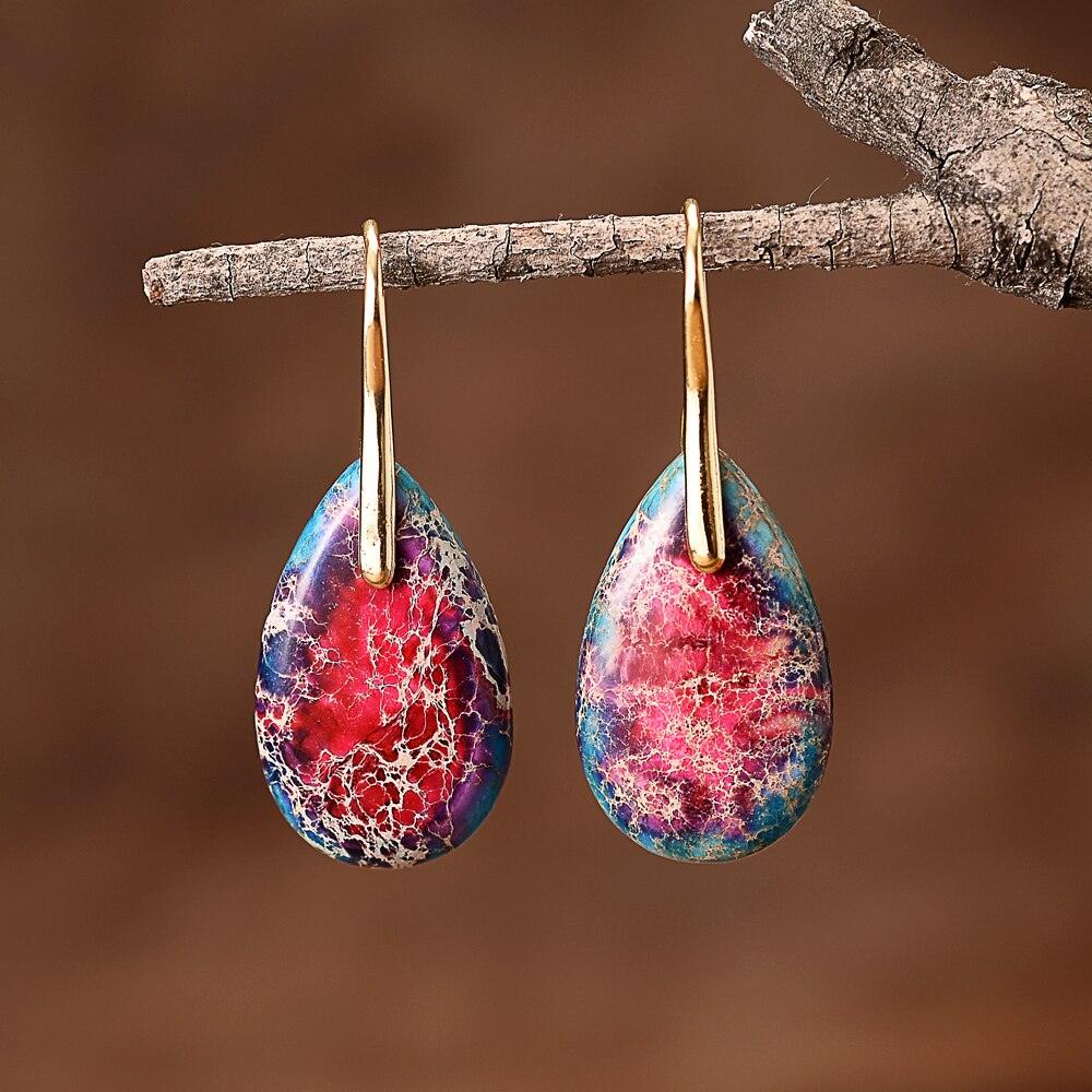 Artesanal - Brincos Jasper Energy Teardrop - Purità Joias