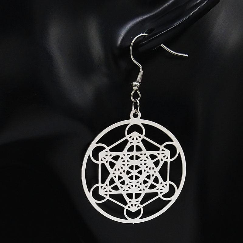 Brincos em Aço - Cubo de Metatron - Purità Joias