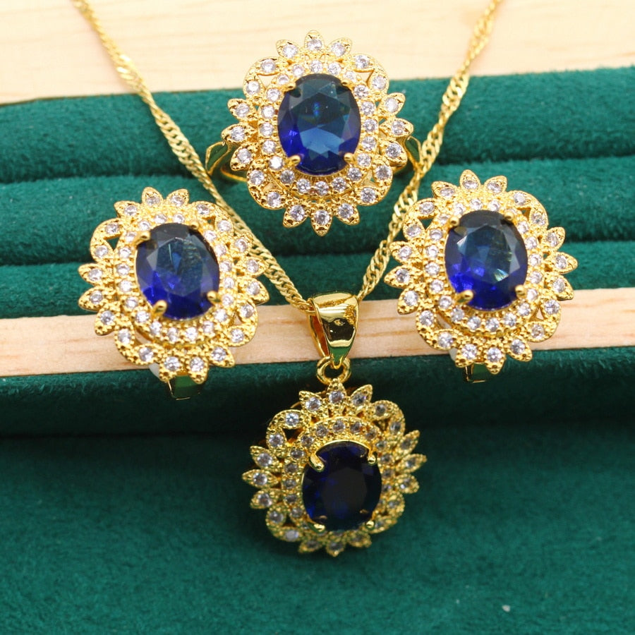 Conjunto Completo Foleado em Ouro 18K - Jardim de Crystal