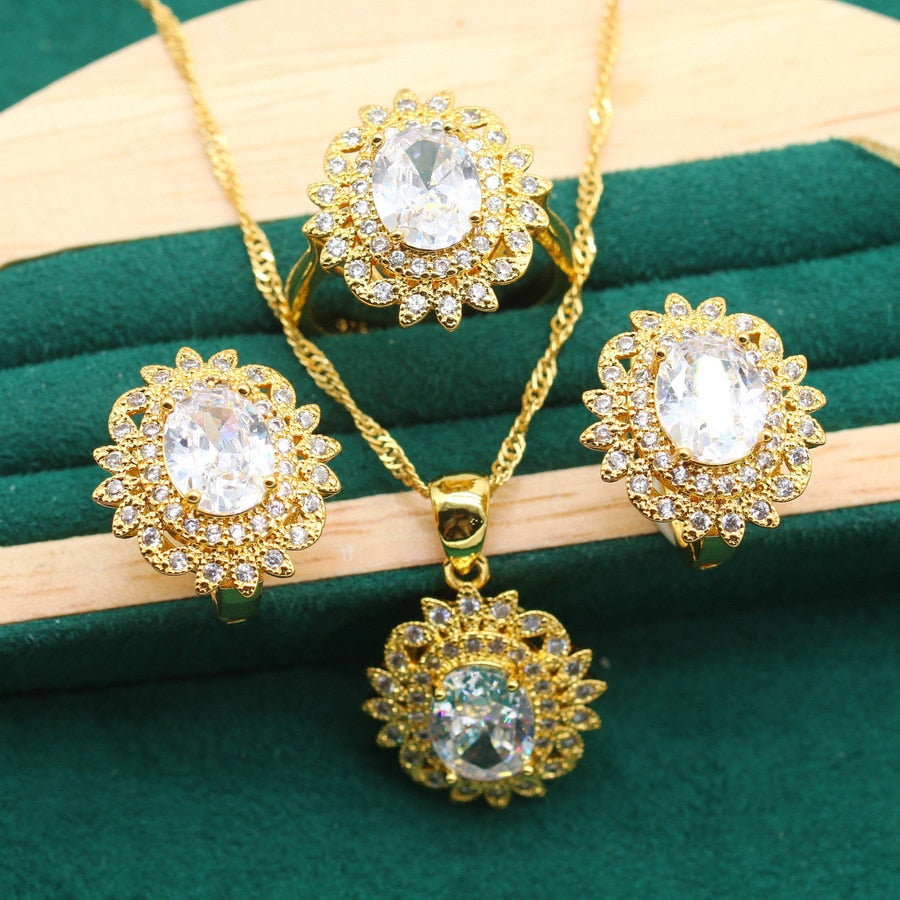 Conjunto Completo Foleado em Ouro 18K - The Crown